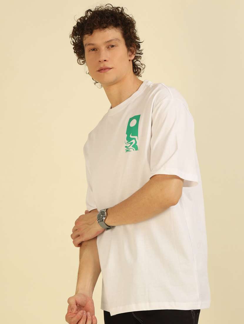 men front & back printed round neck oversized t-shirt - 21574218 -  Standard Image - 1