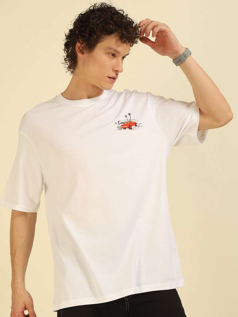 men front & back printed round neck oversized t-shirt - 21574223 -  Standard Image - 1