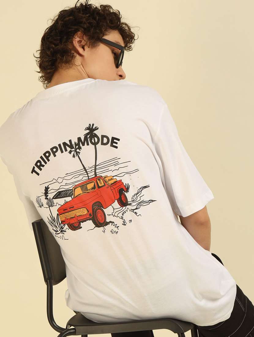 men front & back printed round neck oversized t-shirt - 21574223 -  Standard Image - 4