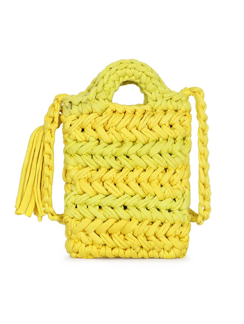 yellow self design sling bag - 21574267 -  Zoom Image - 0