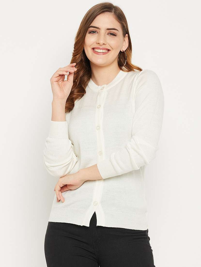 women solid long sleeve cardigan
