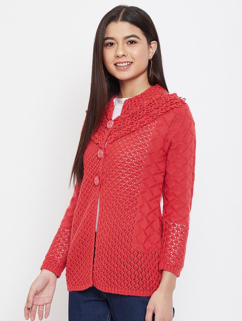 red wool blend cardigan - 21574860 - Standard Image - 1