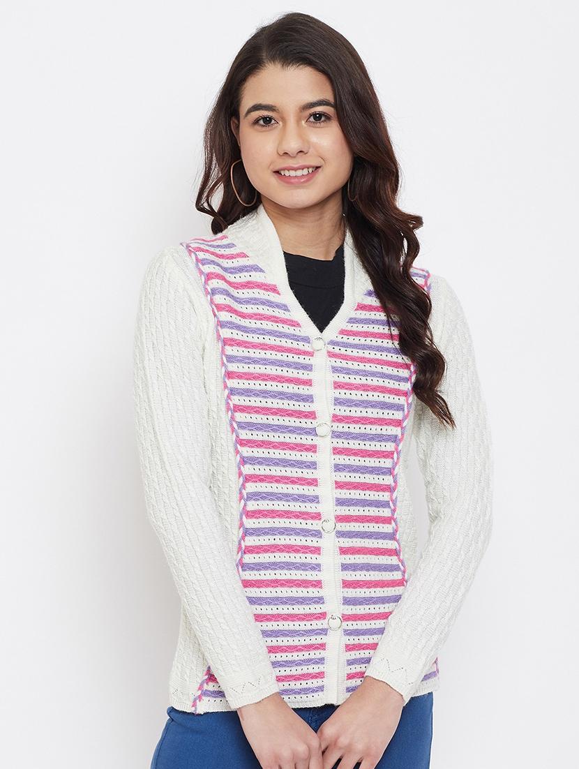 white wool blend cardigan - 21574861 - Zoom Image - 0