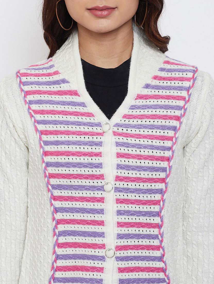 white wool blend cardigan - 21574861 - Standard Image - 4