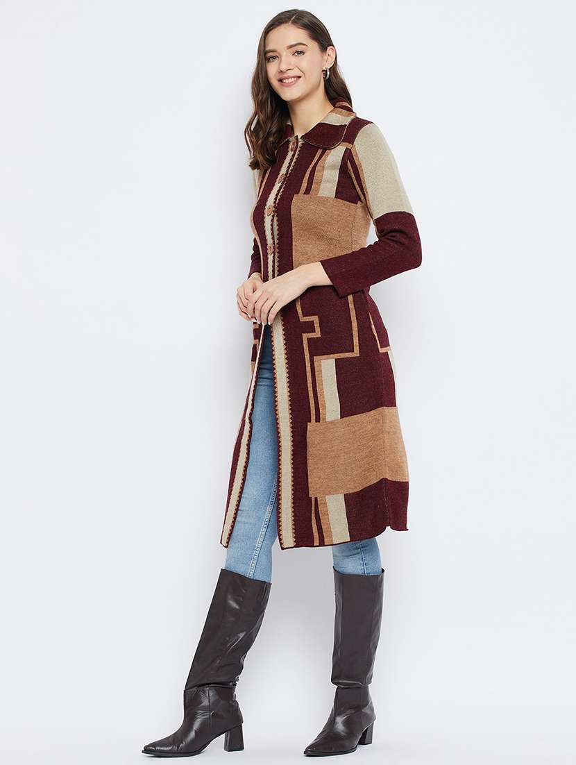 women self designed long sleeve cardigan - 21574869 -  Standard Image - 1