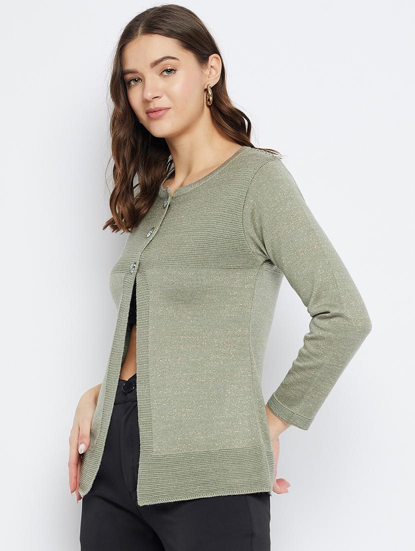 women self design long sleeve cardigan - 21574889 - Standard Image - 1