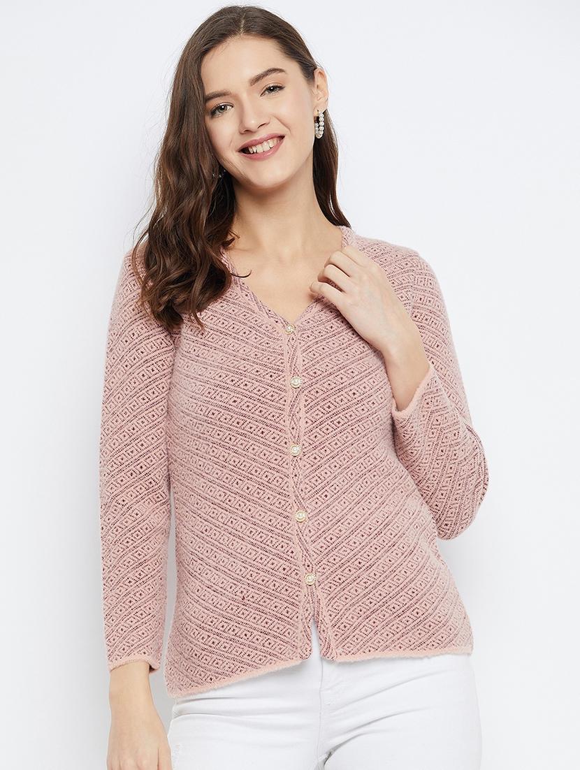 women self design long sleeve cardigan - 21574893 - Standard Image - 1