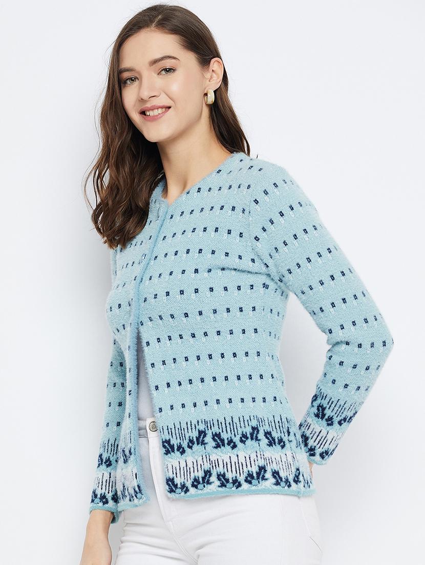 women self design long sleeve cardigan - 21574908 - Standard Image - 1