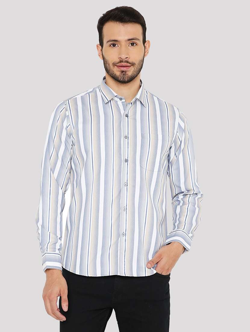 men striped slim fit formal shirt