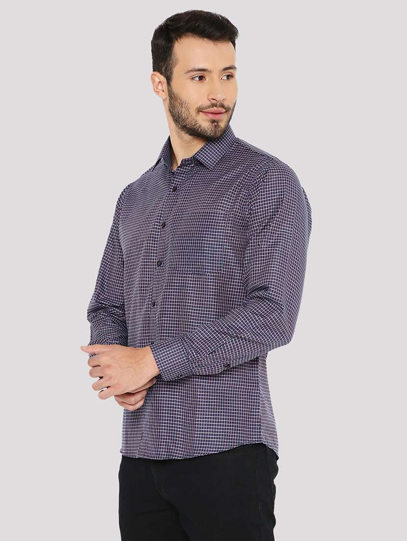 men checkered slim fit formal shirt - 21574984 -  Standard Image - 1