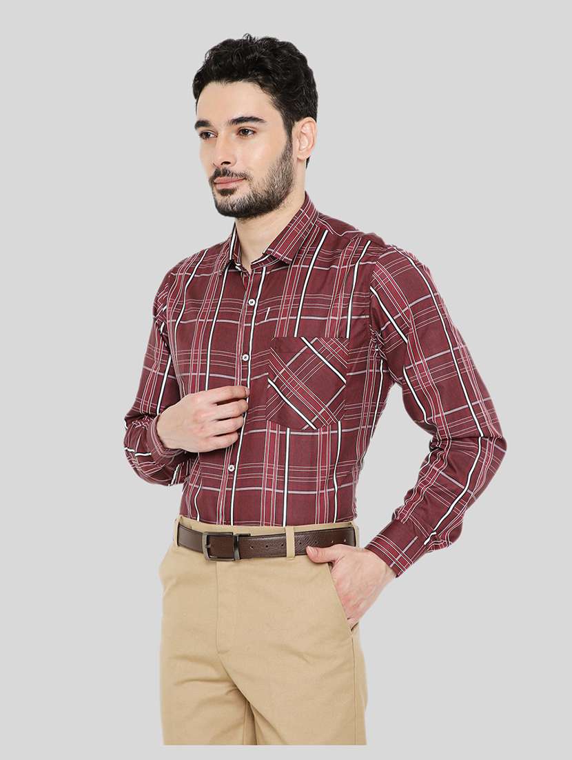 men checkered slim fit formal shirt - 21574996 -  Standard Image - 1