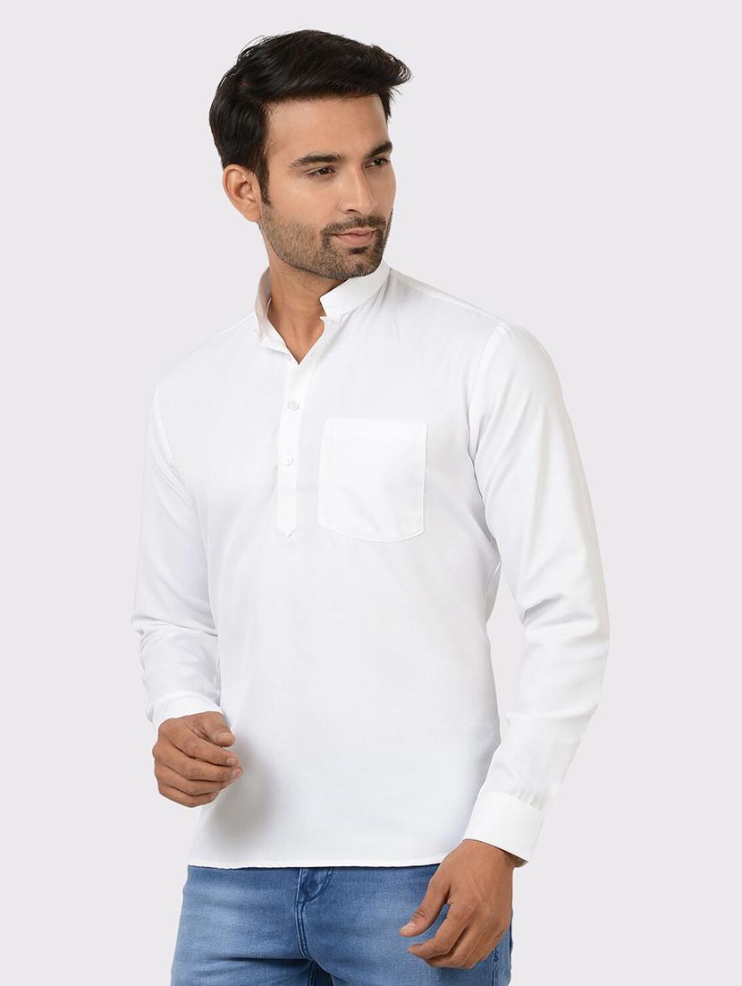 men solid long sleeves regular fit short kurta - 21575020 - Zoom Image - 0
