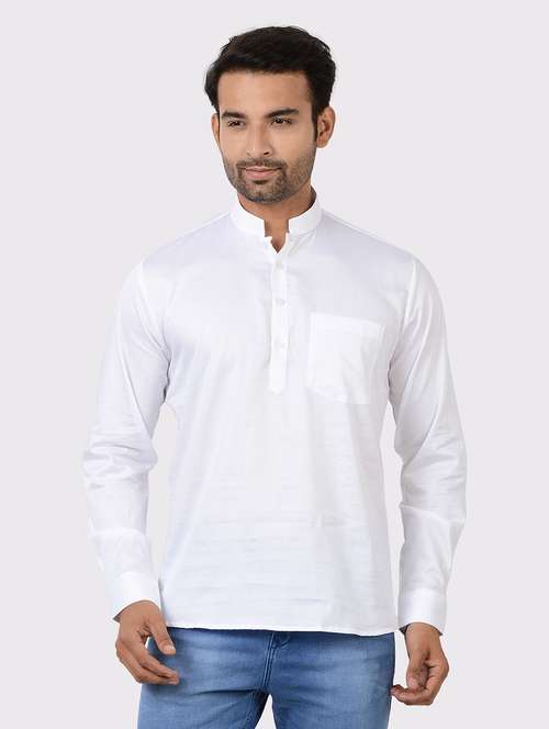 Men Solid Long Sleeves Regular Fit Short Kurta