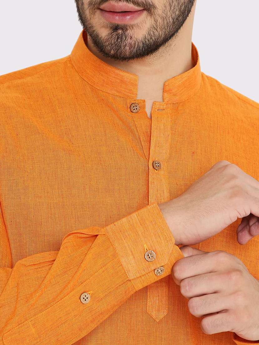 men solid long sleeves regular fit short kurta - 21575023 -  Standard Image - 4