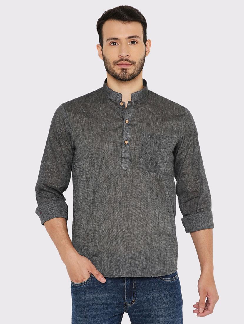 men solid regular fit short kurta - 21575026 - Zoom Image - 0