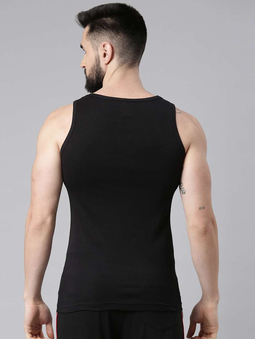 men pack of 5 solid black vest - 21575461 -  Standard Image - 1