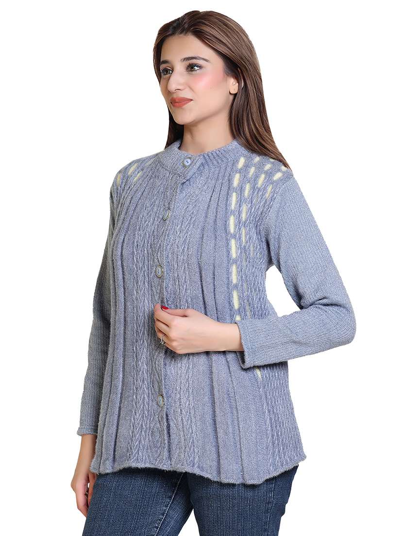 women pointelle knit long sleeves cardigan - 21575468 - Standard Image - 1