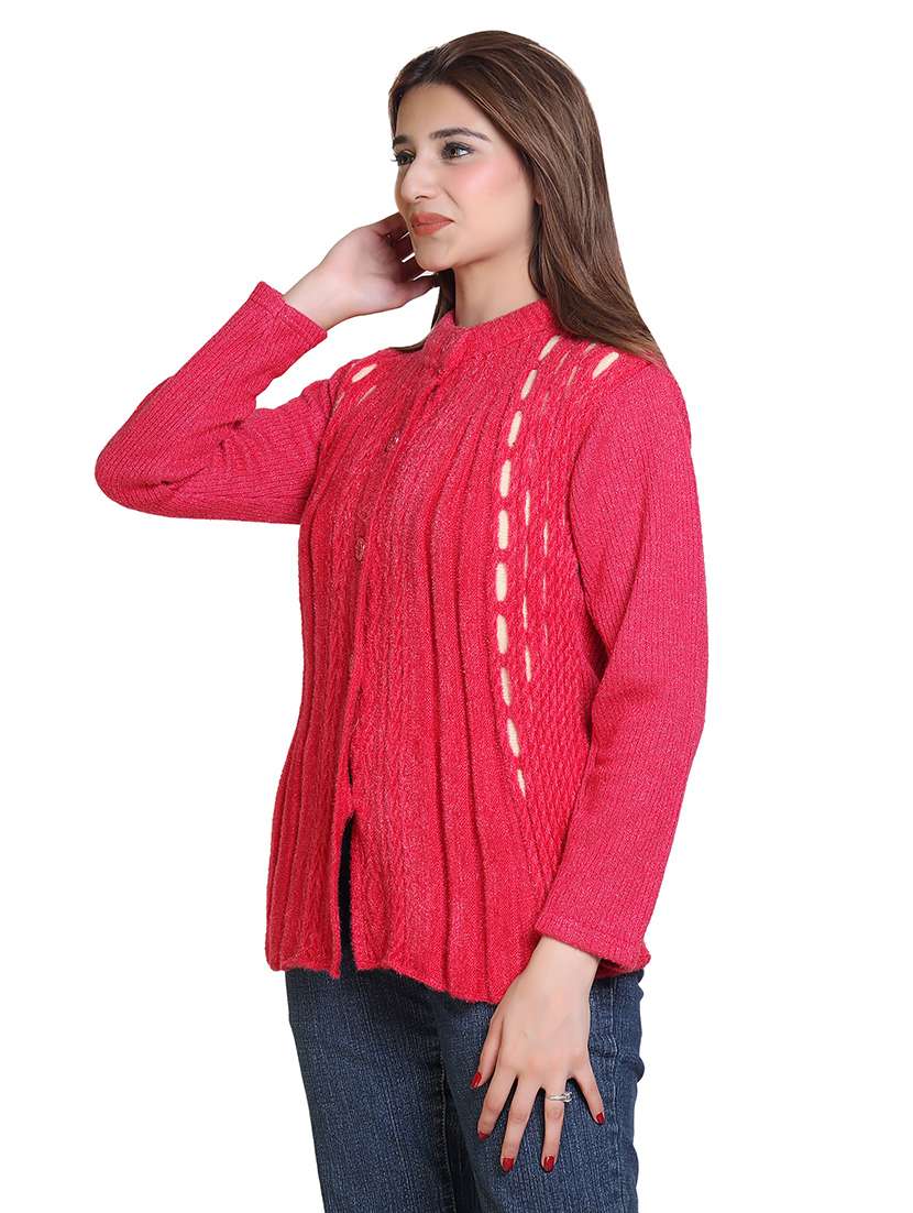 women pointelle knit long sleeves cardigan - 21575470 - Standard Image - 1