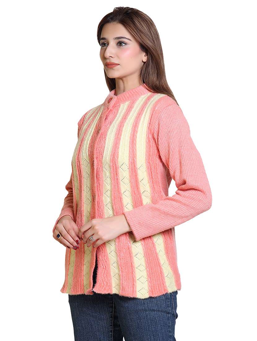 women pointelle knit long sleeves cardigan - 21575477 -  Standard Image - 1