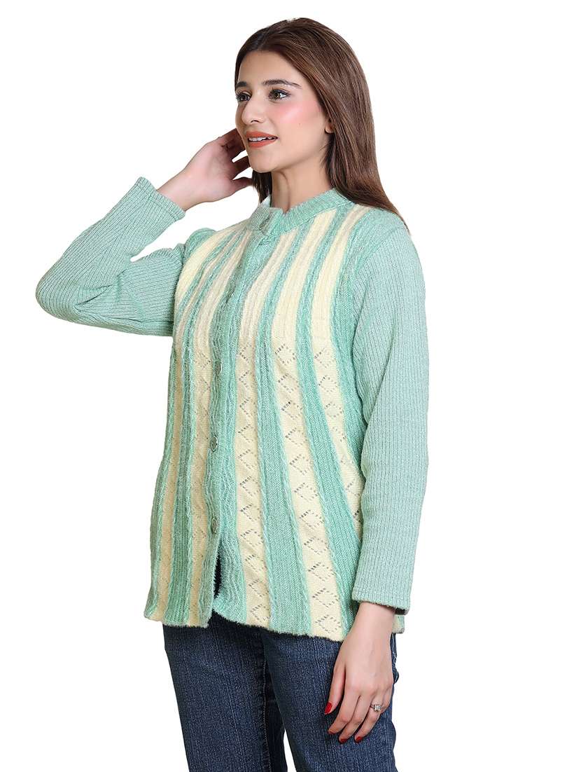 women pointelle knit long sleeves cardigan - 21575478 - Standard Image - 1