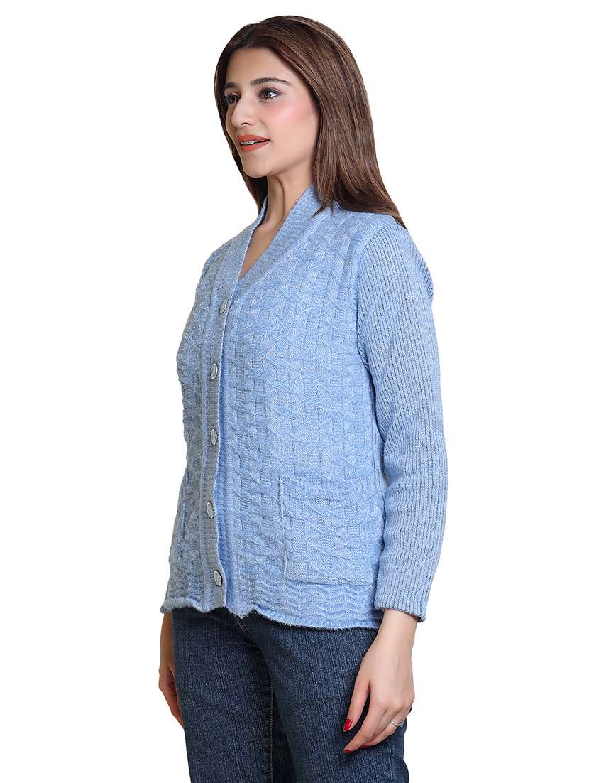 women pointelle knit long sleeves cardigan - 21575479 -  Standard Image - 1