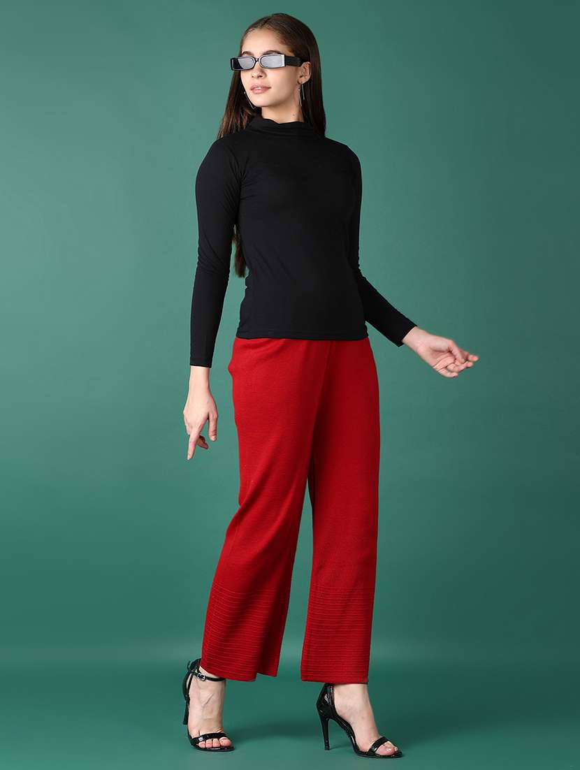 women red solid palazzo - 21575535 -  Standard Image - 4