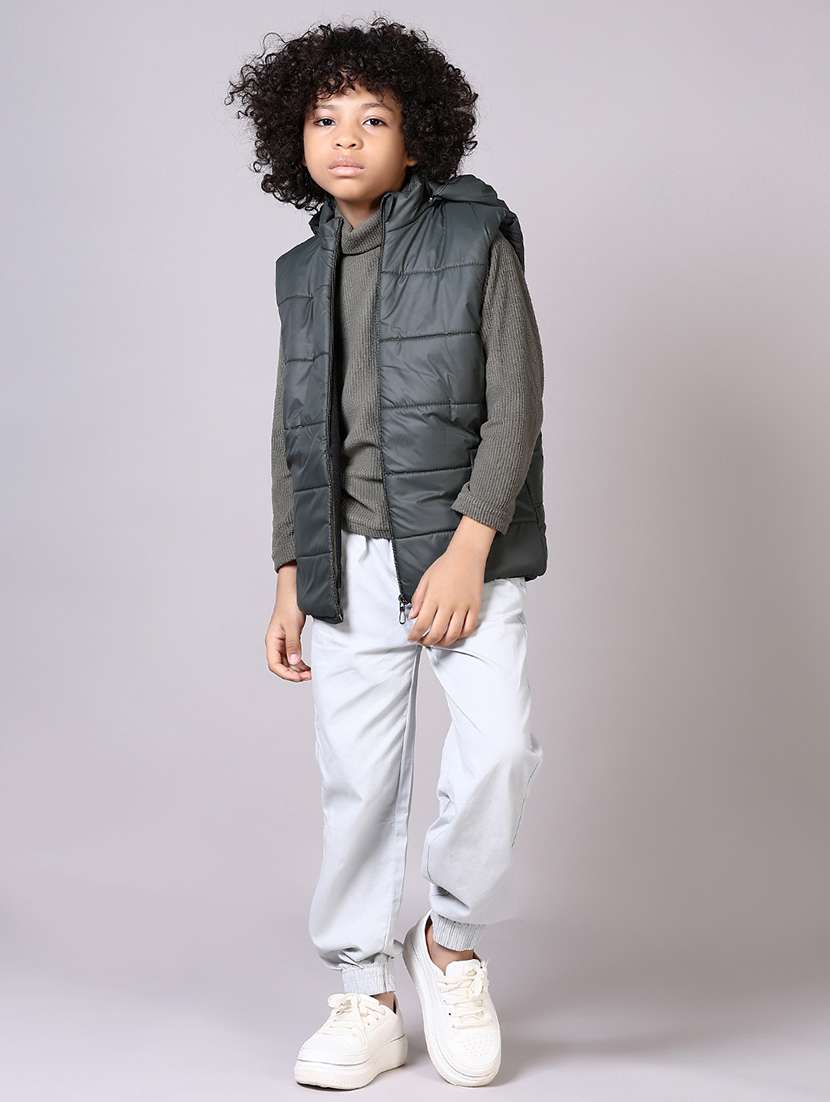 boys solid sleeveless hooded bomber jacket - 21575572 -  Standard Image - 4