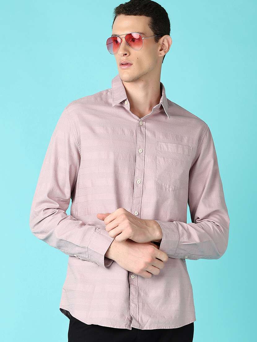 men solid collared long sleeves casual shirt - 21575578 -  Standard Image - 1