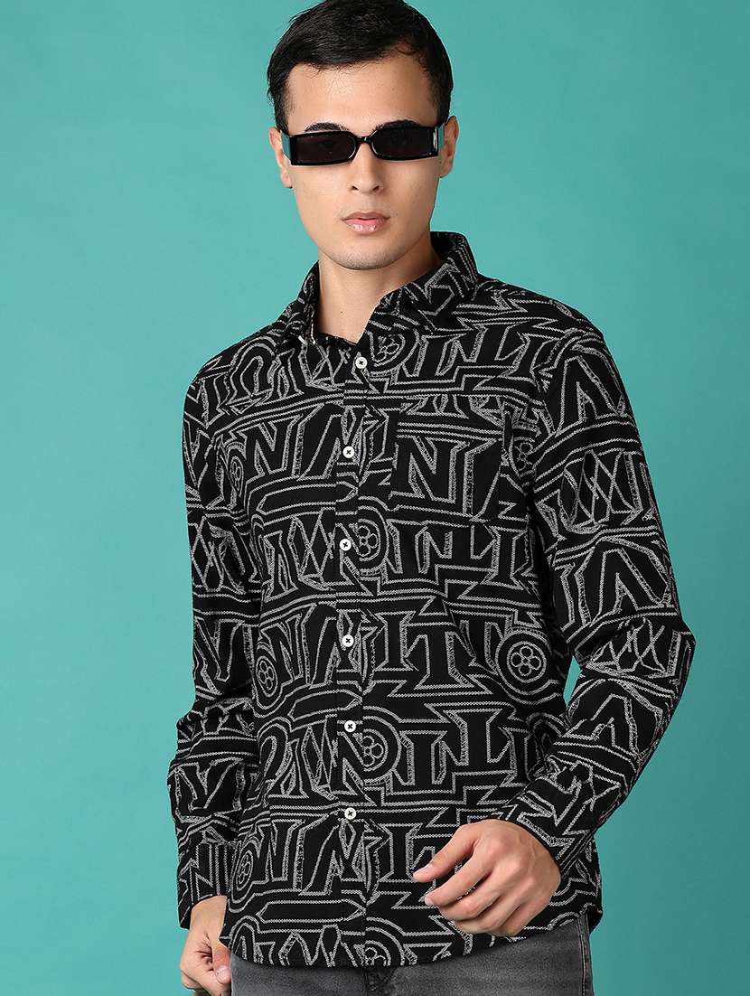 men printed collared long sleeves casual shirt - 21575580 -  Standard Image - 1