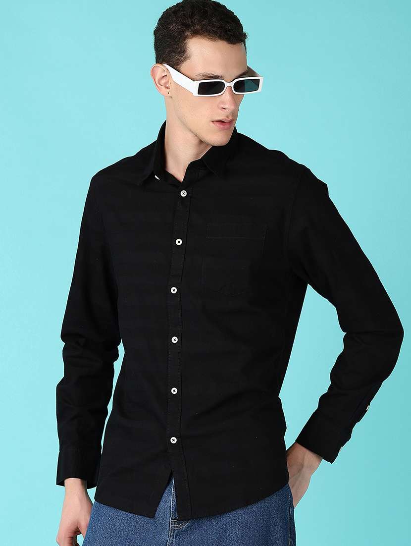 men solid collared long sleeves casual shirt - 21575581 -  Standard Image - 1