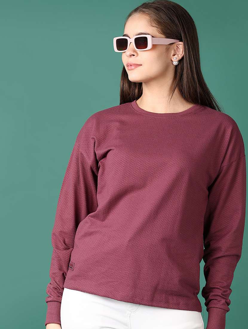 women solid long sleeve sweatshirt - 21575596 -  Standard Image - 1