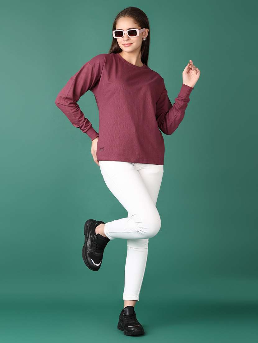 women solid long sleeve sweatshirt - 21575596 -  Standard Image - 4