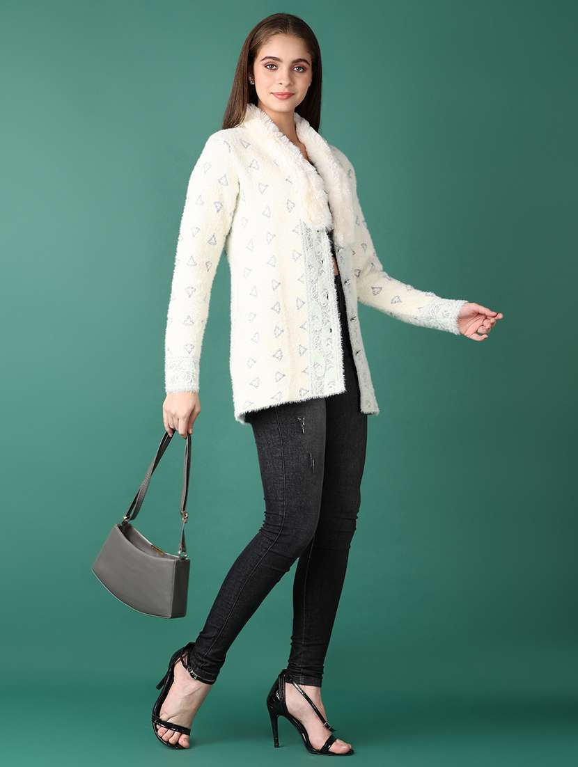 women self design long sleeve cardigan - 21575598 -  Standard Image - 4