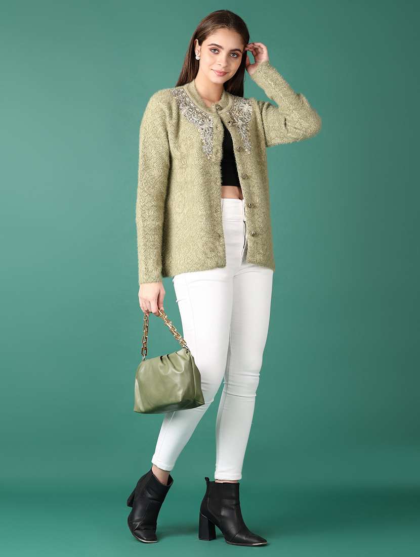 women self design long sleeve cardigan - 21575599 -  Standard Image - 4