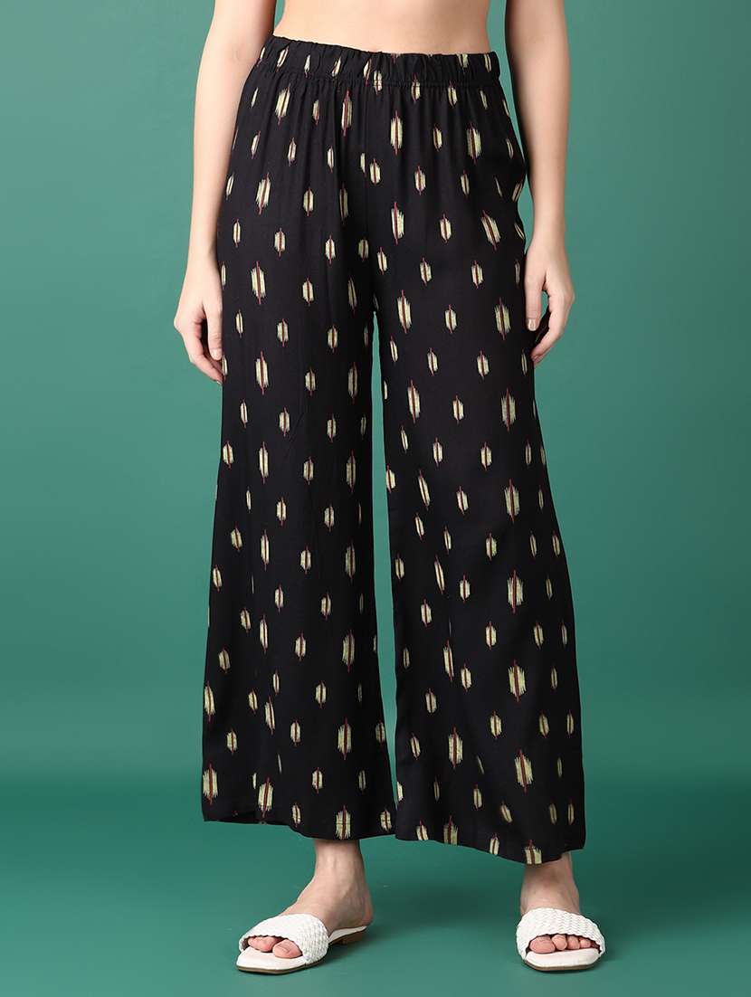 women black ikat printed palazzo