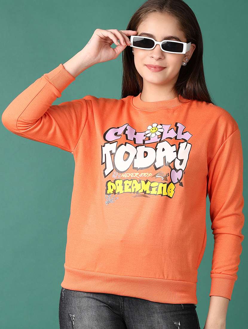 women front print long sleeve sweatshirt - 21575616 -  Standard Image - 1