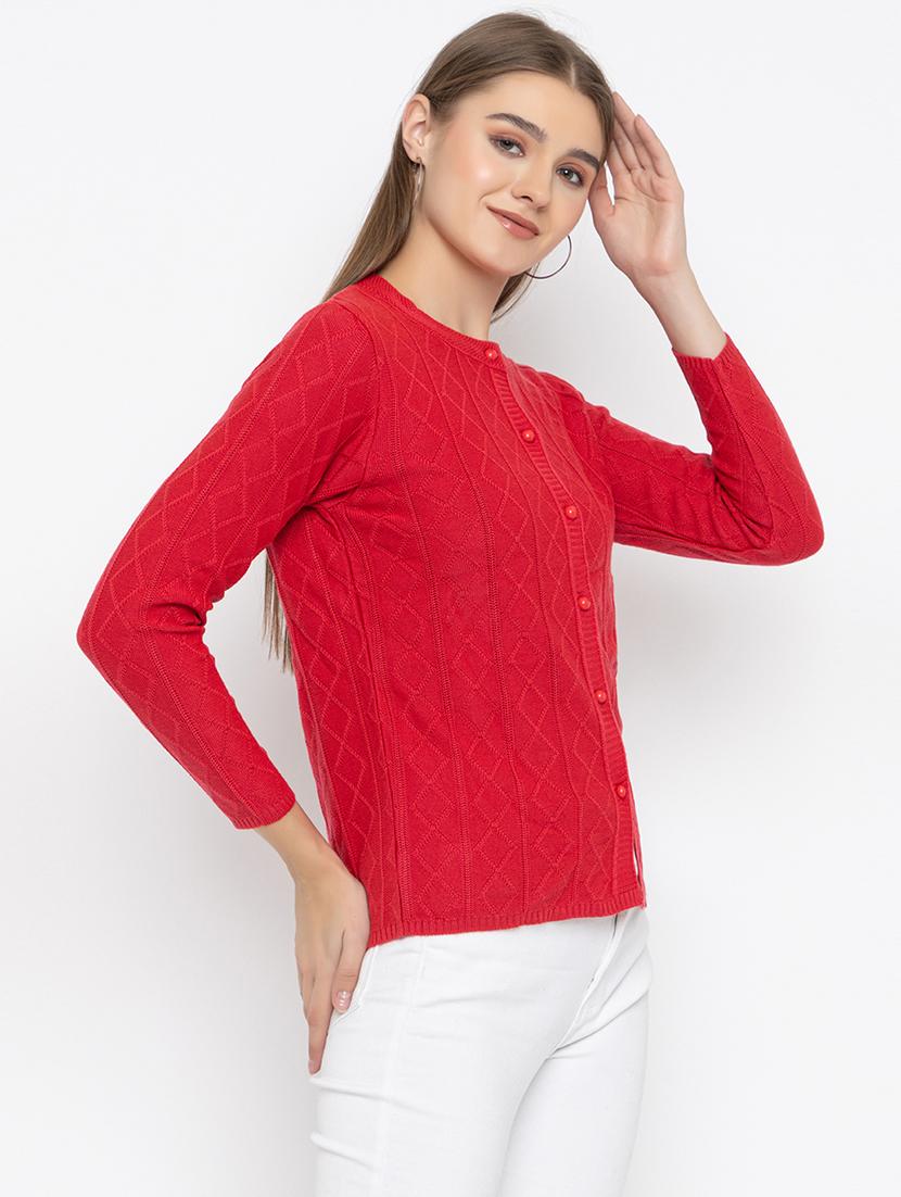 women self design long sleeves cardigan - 21575884 -  Standard Image - 1