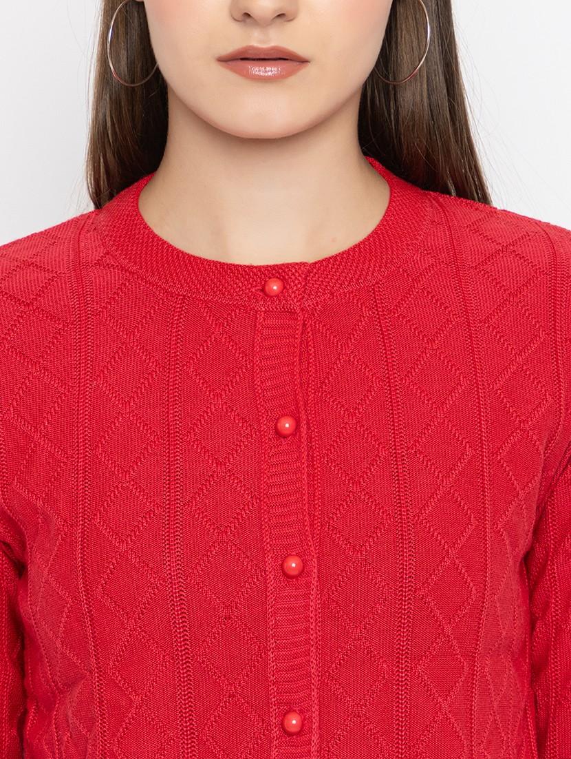 women self design long sleeves cardigan - 21575884 - Standard Image - 4