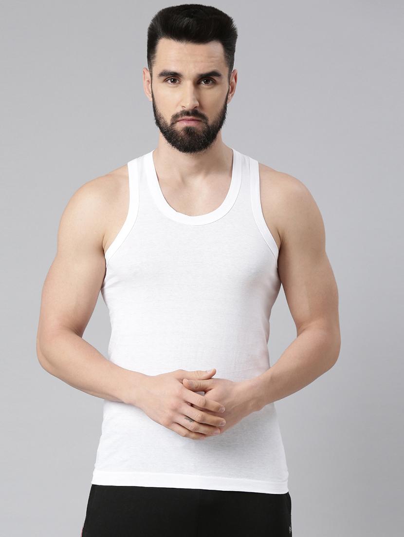 men pack of 7 white solid vest - 21575998 - Standard Image - 1