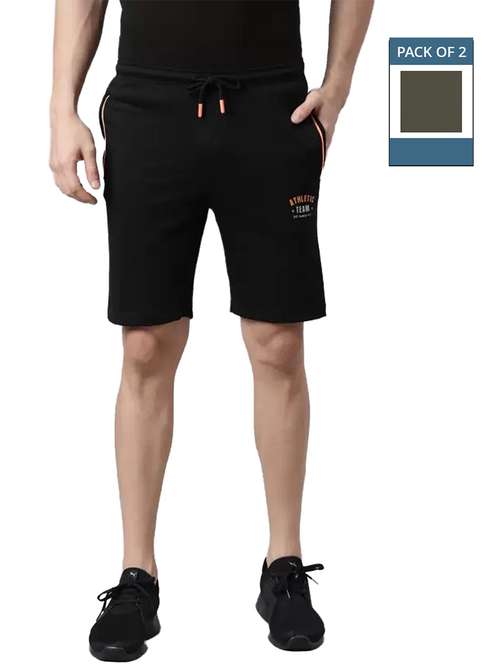 men pack of 2 solid regular fit shorts - 21576051 -  Standard Image - 0