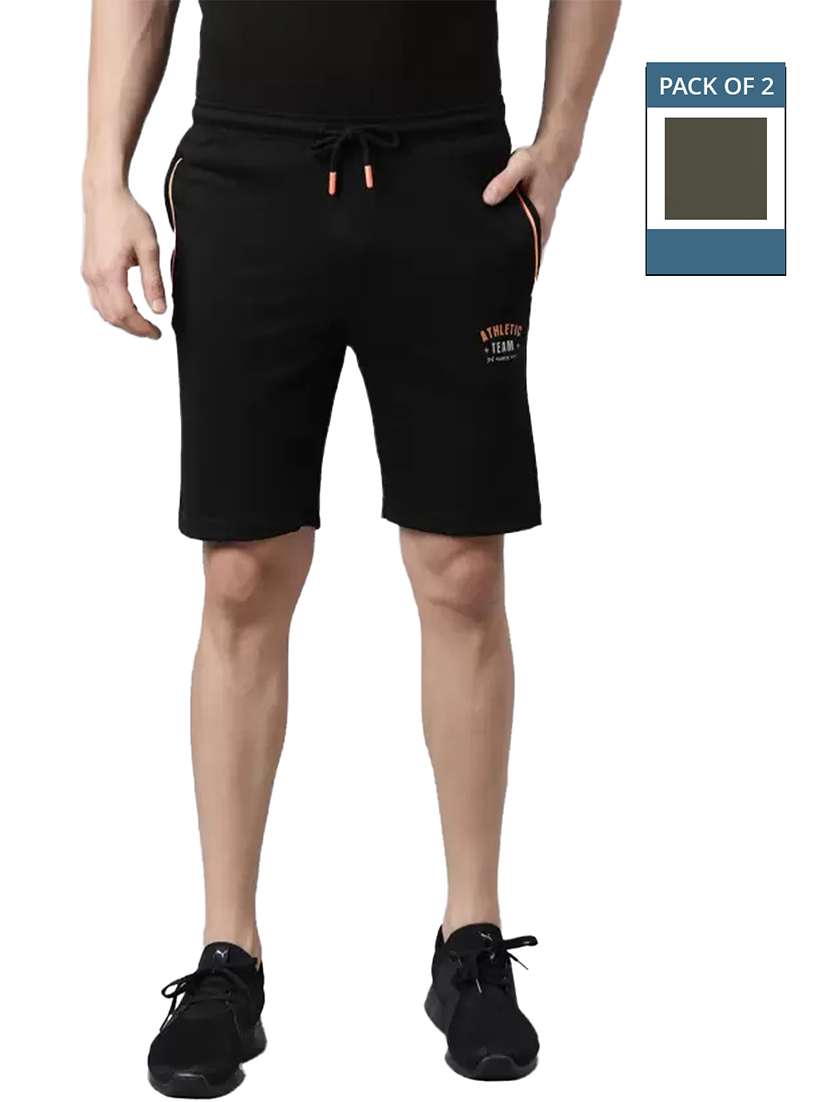 men pack of 2 solid regular fit shorts