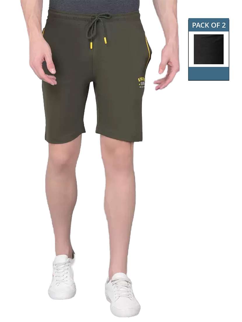 men pack of 2 solid regular fit shorts