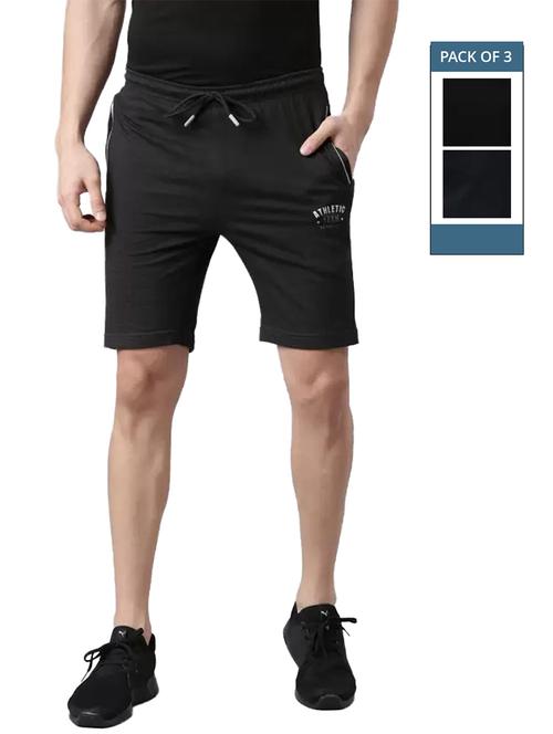 men pack of 3 solid regular fit shorts - 21576058 -  Standard Image - 0