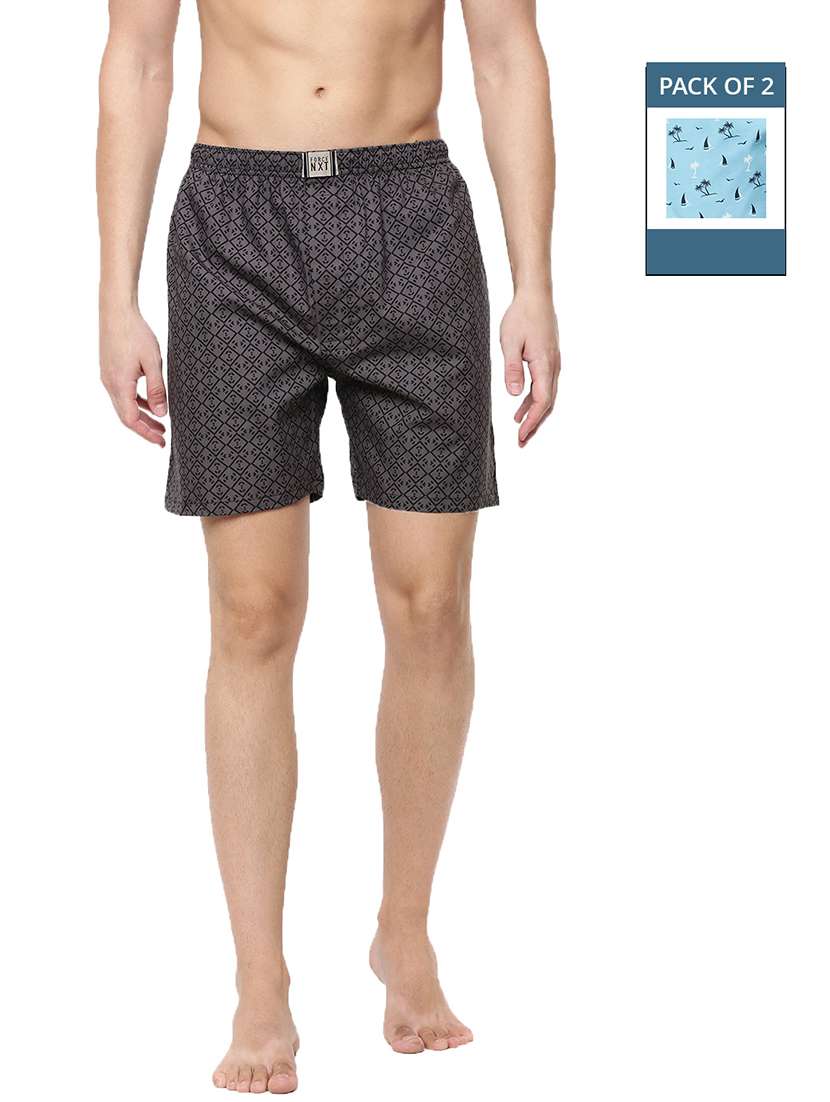 men pack of 2 printed mid rise boxers