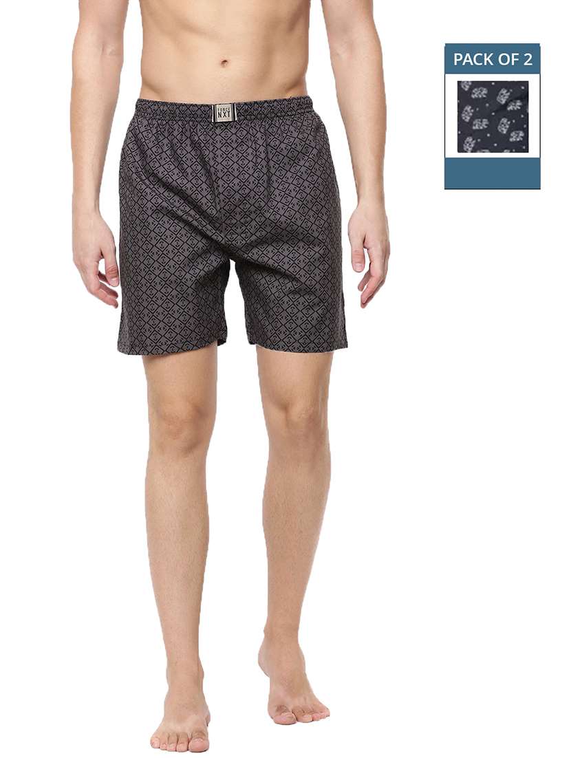 men pack of 2 printed mid rise boxers