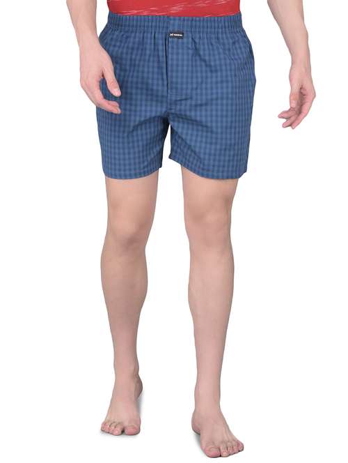 men blue checkered mid rise boxers - 21576085 -  Standard Image - 0
