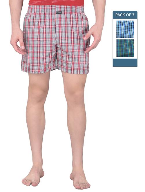 men pack of 3 checkered mid rise boxers - 21576095 - Standard Image - 0