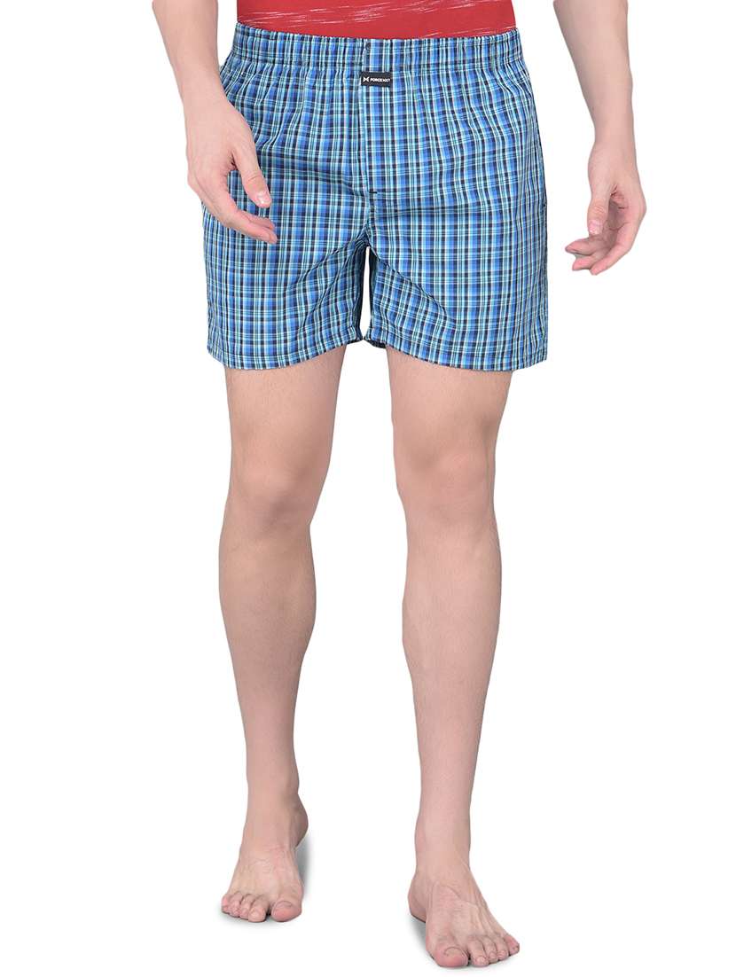men checkered mid rise blue boxers - 21576100 -  Zoom Image - 0