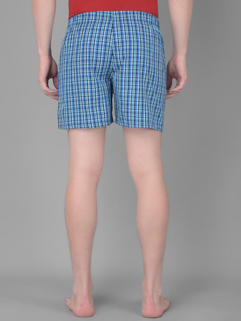 men checkered mid rise blue boxers - 21576100 -  Standard Image - 1