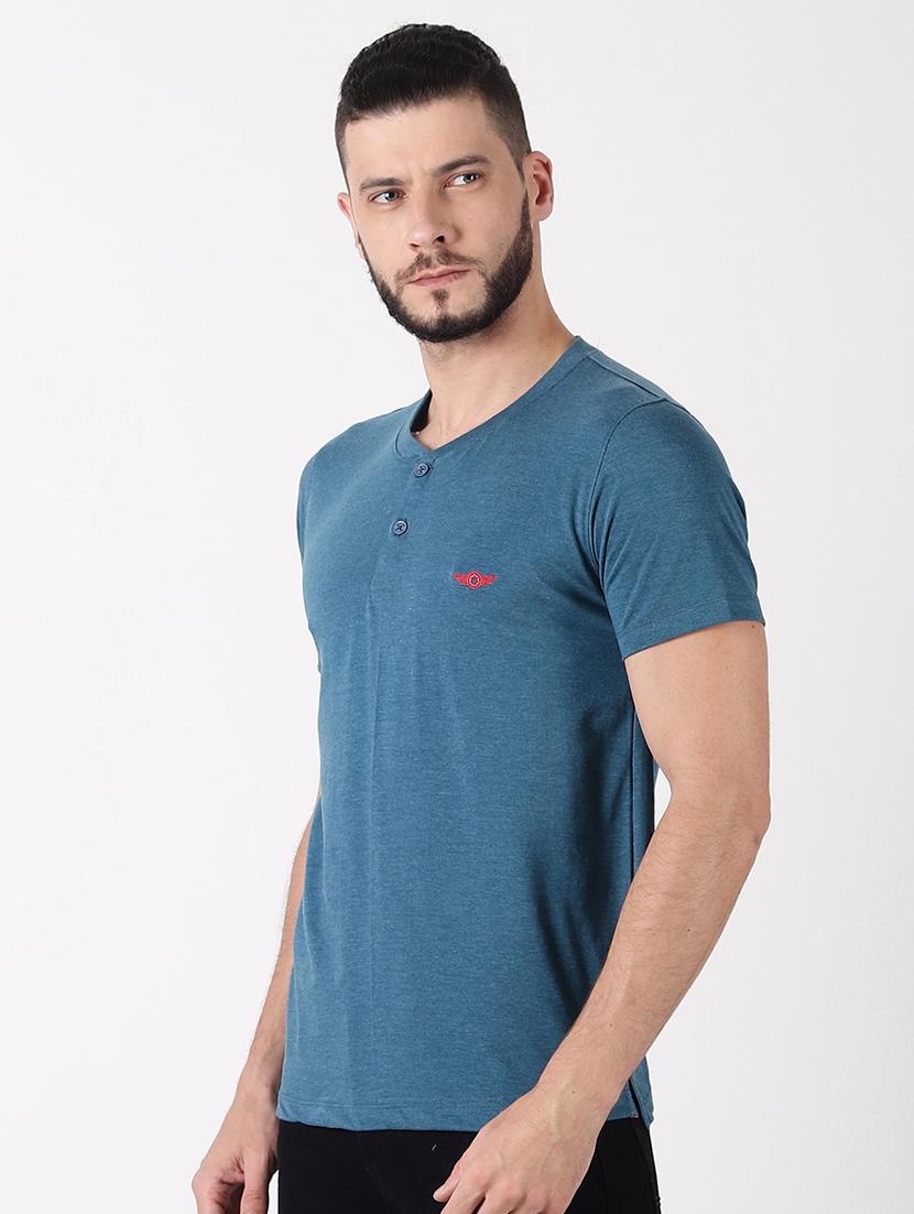 men pack of 2 solid henley neck short sleeves t-shirt - 21576169 -  Standard Image - 1